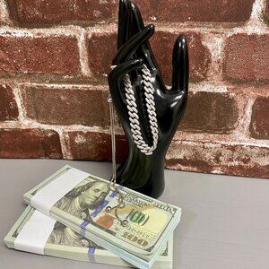 14K White Gold plated adjustable Cuban Necklace choker